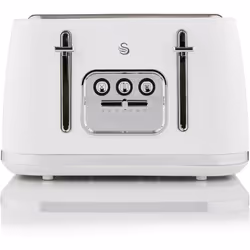 Swan Serenity Kettle & 4 Slice Toaster Set Matt White Finish & Chrome