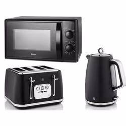 Swan Serenity Black Kettle, 4 Slice Toaster & 700W Microwave Set