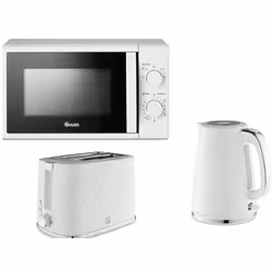 Swan Windsor White Kettle 2 Slice Toaster & 700W Manual Microwave Set