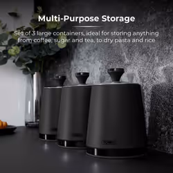 Tower Sera Black Kettle 4 Slice Toaster Breadbin Canisters Set
