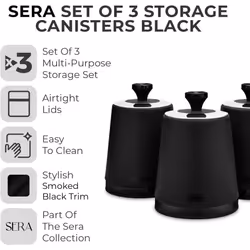 Tower Sera Black Kettle 4 Slice Toaster Breadbin Canisters Set
