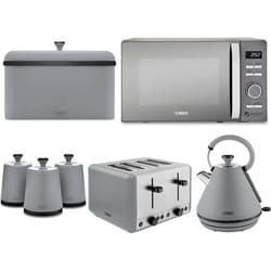 Tower Sera Grey Kettle 4 Slice Toaster Microwave Breadbin Canisters
