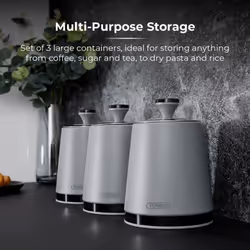 Tower Sera Grey Pyramid Kettle 4 Slice Toaster Breadbin & Canisters