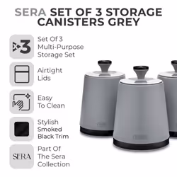 Tower Sera Grey Pyramid Kettle 4 Slice Toaster & Canisters Kitchen Set