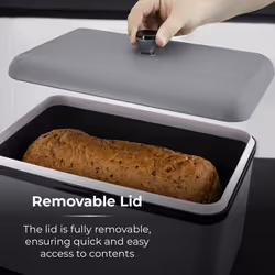 Tower Sera Grey Breadbin & Set of 3 Canisters Matching Storage Set