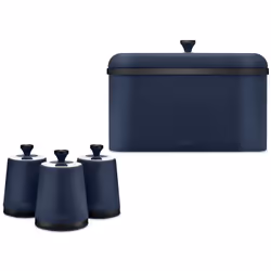 Tower Sera Midnight Blue Breadbin & Set of 3 Canisters Matching Set