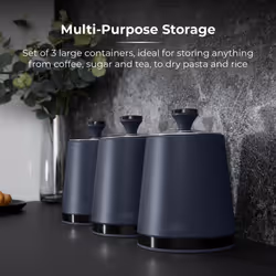 Tower Sera Midnight Blue Breadbin & Set of 3 Canisters Matching Set