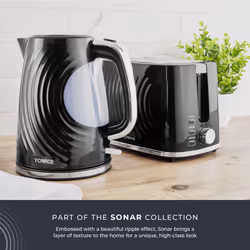 Tower Sonar Black Kettle 2 Slice Toaster & 800W 20L Digital Microwave