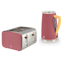 Swan Nordic Fuchsia Kettle & 4 Slice Toaster. Scandinavian Design Set