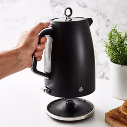 Swan Serenity Black Kettle 4 Slice Toaster & Set of 3 Canisters Set