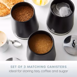 Swan Serenity Black Bread Bin & Canisters Kitchen Storage Set