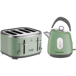 Russell Hobbs Stylevia Sage Kettle & 4 Slice Toaster Set in Green
