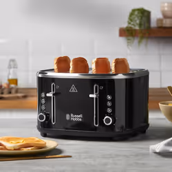 Russell Hobbs Stylevia Black Kettle & 4 Slice Toaster Matching Set