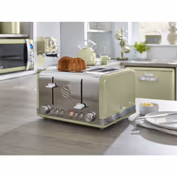 SWAN Retro Green Kettle Toaster & Dual Basket Air Fryer Matching Set