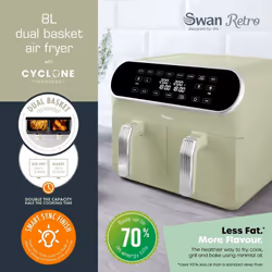 SWAN Retro Green Kettle Toaster & Dual Basket Air Fryer Matching Set