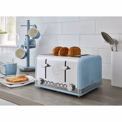 SWAN Retro Blue Kettle Toaster Microwave Air Fryer & Slow Cooker Set