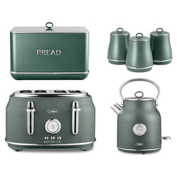 Tower Renaissance Kettle Toaster Bread Bin Canisters Set Forest Green
