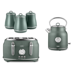 Tower Renaissance Forest Green Kettle 4 Slice Toaster & Canisters Set