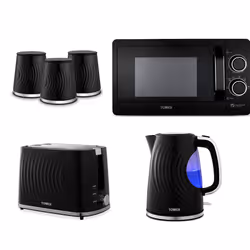 Tower Sonar Black Kettle Toaster Canisters & Microwave Kitchen Set