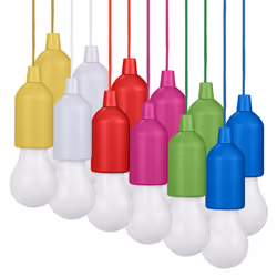Valiant Hanging Pull String Lights Portable Battery Powered 12 Pack