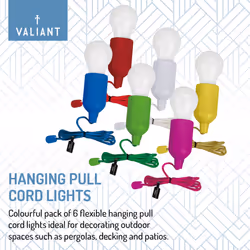 Valiant Hanging Pull String Lights Portable Battery Powered 12 Pack