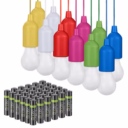 Valiant Hanging String Lights (12 Pk) + 36 AAA Batteries