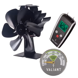 6 Blade Stove Fan, Magnetic Thermometer and Moisture Meter