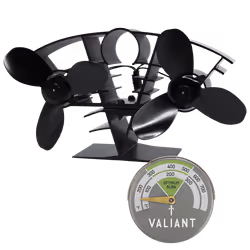 Valiant Whirlwind Stove Fan and Magnetic Stove Thermometer in Green