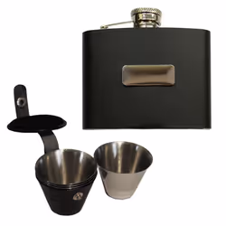 Personalised 5oz Leather covered hip flask and cups