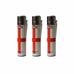 Clipper England Flag Refillable Gas Lighters x 3