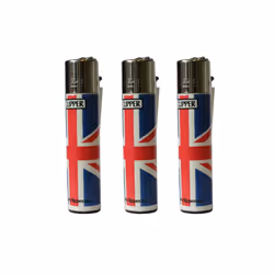 Clipper Great Britain Flag Refillable Gas Lighters x 3
