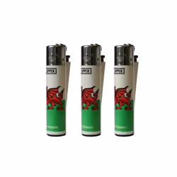Clipper Wales Flag Refillable Gas Lighters x 3