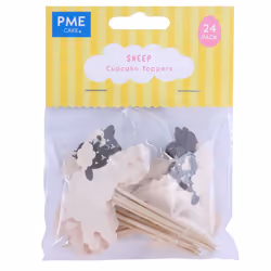 PME Easter Cupcake Toppers - Sheep, Set of 24, Cupcake, Brown, White, Plastic, 24 pc(s), China, 4 cm