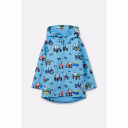 Ethan Kids Waterproof Jacket - 5-6 Yrs, Blue Tractor Print