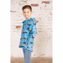 Ethan Kids Waterproof Jacket - 5-6 Yrs, Blue Tractor Print