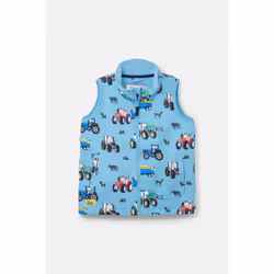 Alex Kids Printed Gilet - 6-7 Yrs, Blue Tractor Print