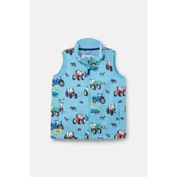 Alex Kids Printed Gilet - 7-8 Yrs, Blue Tractor Print