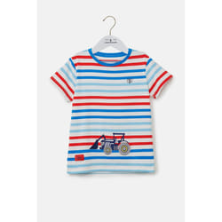 Oliver Kids T-Shirt - 6-7 Yrs, Red Blue Stripe Tractor