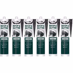 Bond It Roof-Mate, Roof and Gutter Sealant, Black, 310ml (Pack of 6)