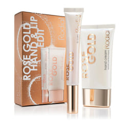Rodial Rose Gold Hand and Lip Edit - Luxurious Hand Cream (1.35fl oz) and Lip Balm (0.33 fl oz) Duo with 24 Carat Gold Technology  Peptides  and Shea