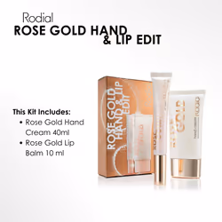 Rodial Rose Gold Hand and Lip Edit - Luxurious Hand Cream (1.35fl oz) and Lip Balm (0.33 fl oz) Duo with 24 Carat Gold Technology  Peptides  and Shea