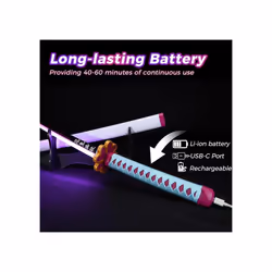 Demon Slayer Mitsuri LED Light Up Sword USB C Rechargable 40 Inch Wood & Plastic Cosplay Prop Replica