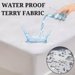 Dolce Vari Permium 100% Waterproof Terry Towel Mattress Protector Topper Cover 40cm Depth Fitted Bed Sheets Waterproof & Breathable Mattress (White,