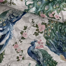 Hera Peacock Textured Vinyl Wallpaper Multi Limetree LT7708