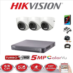 HIKVISION CCTV SYSTEM 5MP DS-2CE72HFT-F KIT - 3 Cameras, 6TB