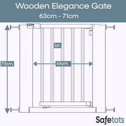 Safetots Wooden Elegance Gate - Natural, 63cm - 71cm