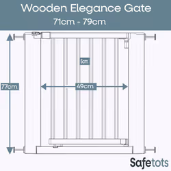 Safetots Wooden Elegance Gate - White, 71cm - 79cm