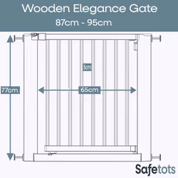 Safetots Wooden Elegance Gate - White, 87cm - 95cm