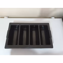 2x Cutlery Box Black 4 Compartments