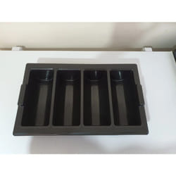 2x Cutlery Box Black 4 Compartments